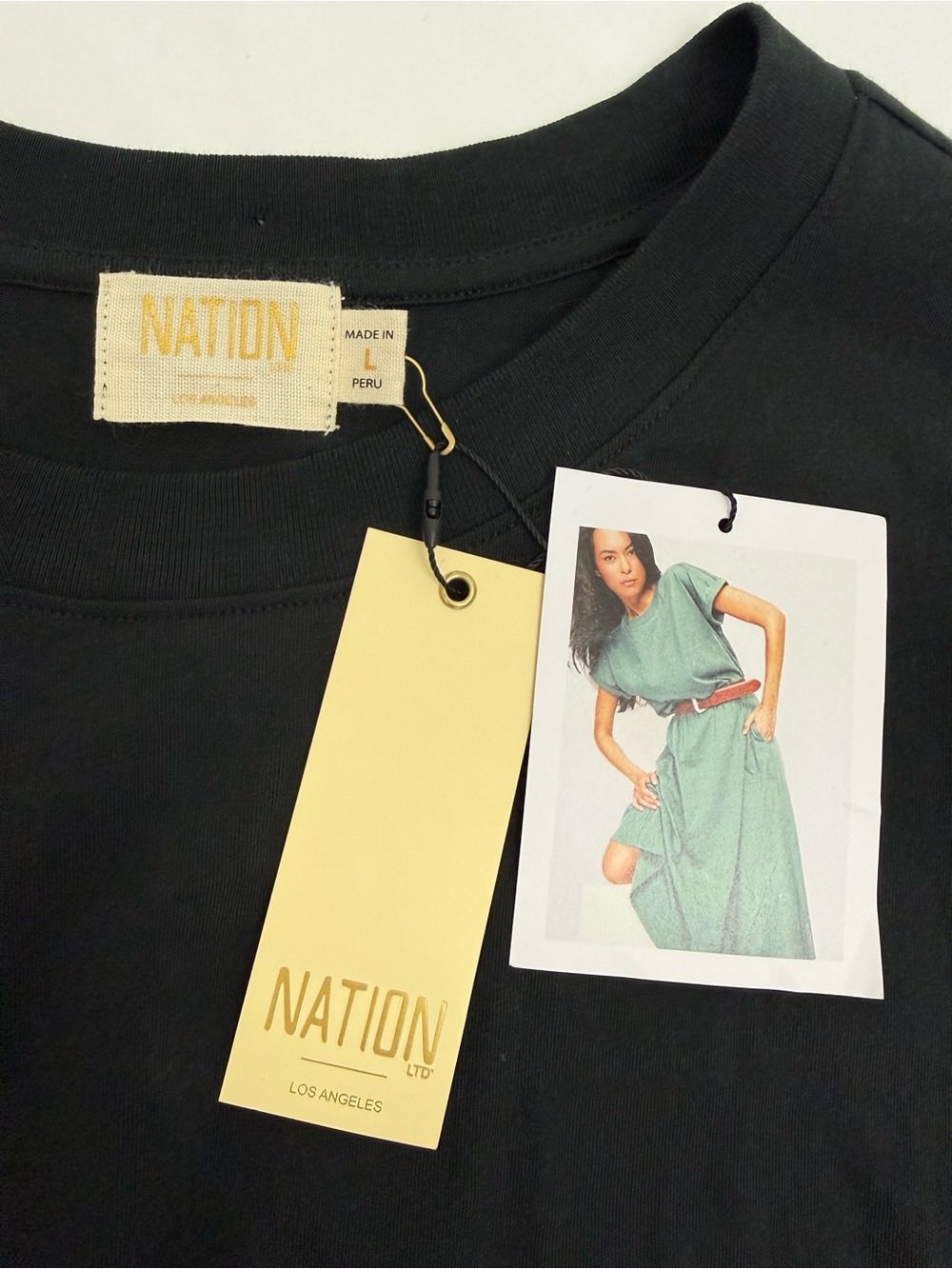 Nation LTD Garcelle Organic Cotton T-Shirt Midi Maxi Dress Jet Black Minimalist - Picture 14 of 16